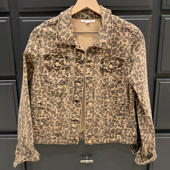 Nordstrom Sts Blue Leopard Denim Jacket 